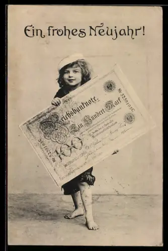 AK Knabe mit einer riesigen Reichsbanknote