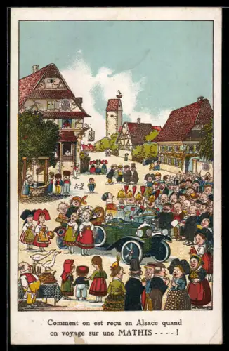 AK Comment on est recu en Alsace quand on voyage sur une Mathis, Auto