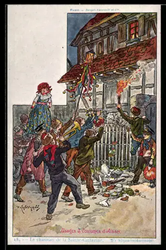 Künstler-AK sign. Kaufmann: Usages & Costumes d`Alsace, Menschen in elsass-lothringischen Trachten