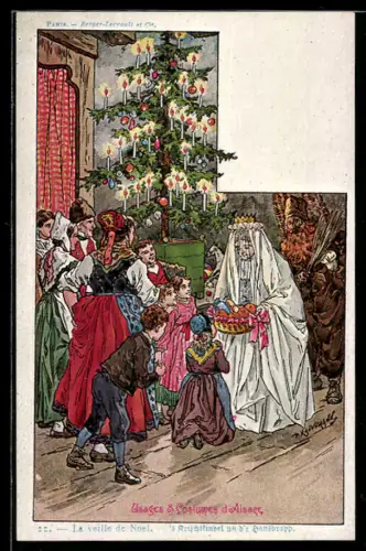 Künstler-AK sign. Berger-Revault: Usages & Costumes d`Alsace, La veille de Noel