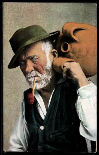 AK Neapel / Napoli, Mann mit Krug und Pfeife