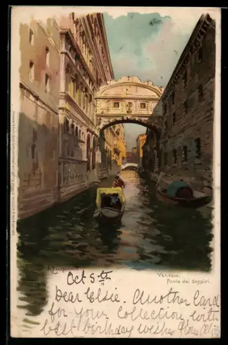 Künstler-AK Meissner & Buch (M&B) Nr. 1259: Venezia / Venedig, Ponte dei Sospiri, Seufzerbrücke