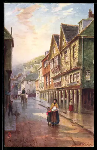 Künstler-AK Dartmouth, Butterwalk in Old Dartmouth