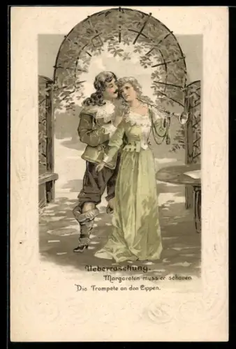 AK Ueberraschung, Margareten muss er schauen, Die Trompete an den Lippen