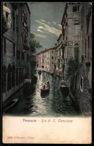 AK Venezia, Rio di S. Canciano, Gondel auf dem Kanal