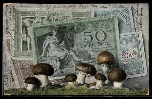 AK Reichskassenscheine der Reichsschuldenverwaltung, Geld, Steinpilze