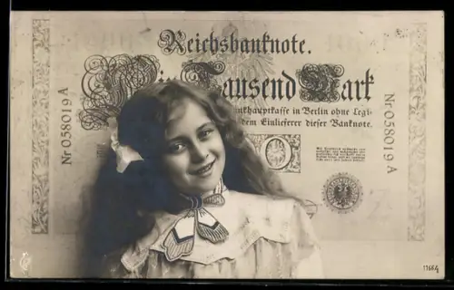 AK Reichsbanknote 1.000 Reichsmark, Mädchen-Portrait