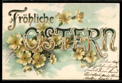 AK Fröhliche Ostern, Schöner Blumenstrauss