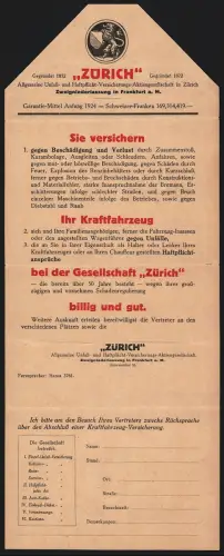 Klapp-AK Frankfurt a. M., Zürich, Allgemeine Unfall- und Haftpflicht-Versicherung A.G. in Zürich
