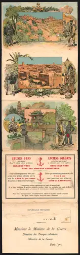 Klapp-AK Aufruf des französischen Kriegsministeriums an junge Männer zur Einschreibung bei den Kolonialtruppen