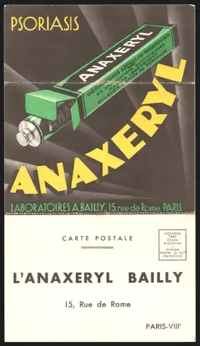 Klapp-AK Paris, L`Anaxeryl Bailly, Psoriasis, Rue de Rome 15