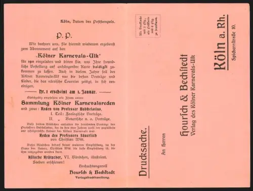 Klapp-AK Köln a. Rh., Hoursch & Bechstedt, Verlag des Kölner Karnevals-Ulk