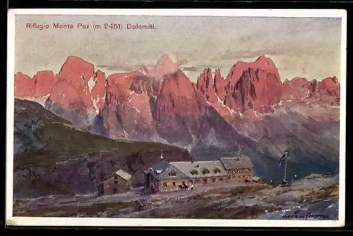 Künstler-AK Edward Harrison Compton: Berghütte in den Dolomiten