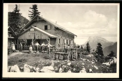 AK Ennsthaler-Hütte, Gäste an der Baude, der Tamischbachturm