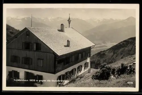 AK Solsteinhaus, Blick gegen die Stubaier Alpen