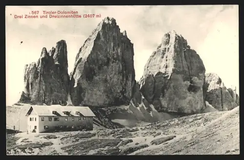 AK Dreizinnenhütte, Partie in den Tiroler Dolomiten