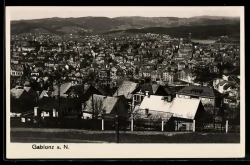 AK Gablonz a. N., Ortsansicht aus der Vogelschau