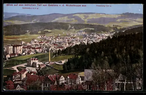 AK Gablonz, Ortsansicht von der Nickelkoppe aus gesehen