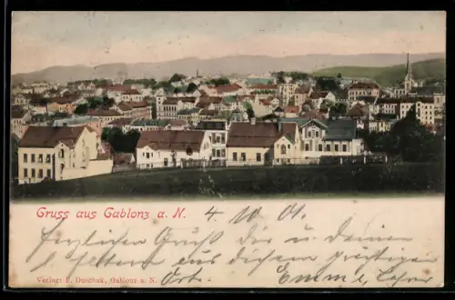AK Gablonz a. N., Panoramaansicht der Stadt