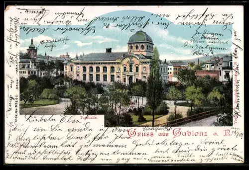 AK Gablonz / Jablonec Nad Nisou, Turnhalle am Park