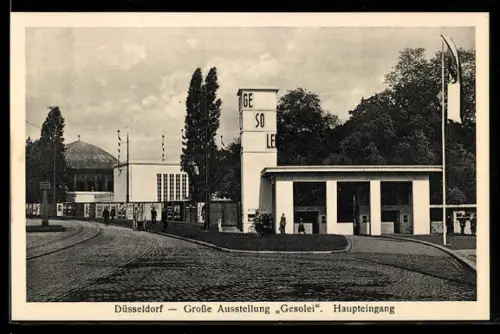 AK Düsseldorf, Grosse Ausstellung Gesolei, Haupteingang