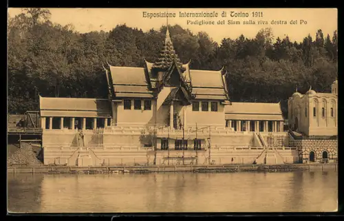 AK Torino, Esposizione Internazionale 1911, Padiglione del Siam sulla riva destra del Po, Ausstellung