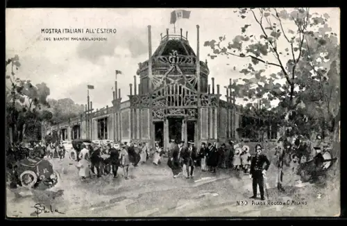 AK Milano, Mostra Italiani all`estero, 1906 Ausstellung