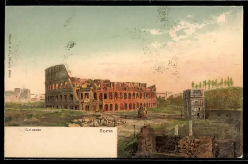 Lithographie Roma, Colosseo, Panorama vom Kolosseum