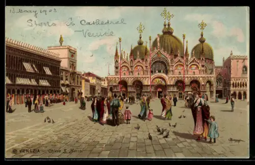 Künstler-AK Venezia, Chiesa San Marco