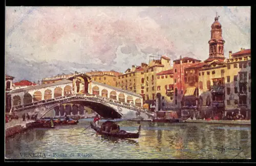 AK Venezia / Venedig, Ponte di Rialto, Vino di China ferruginoso Serravallo