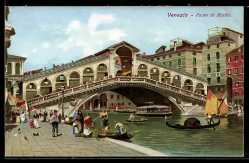Künstler-AK Venezia, Ponte di Rialto