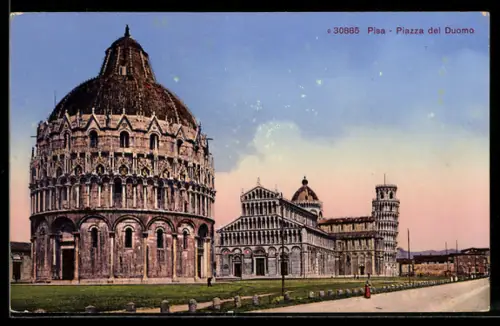AK Pisa, Piazza del Duomo mit schiefem Turm