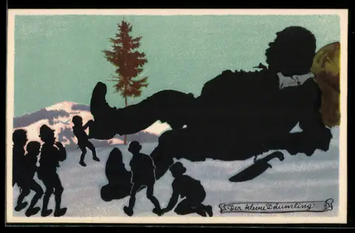 AK Der kleine Däumling zieht am Fuss des Riesen, Märchen