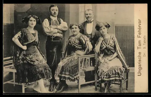 AK Ungarische Tam Fehervar, Gruppenbild der Trachtenkapelle