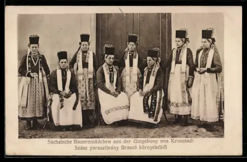 AK Kronstadt, Sächsische Bauernmädchen in Trachten