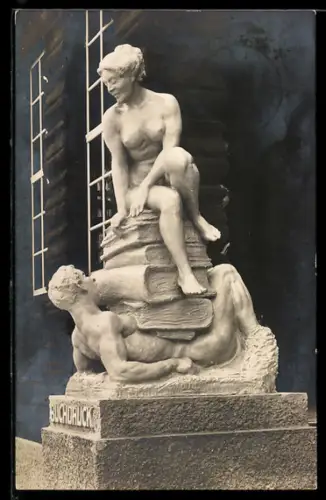 AK Leipzig, Weltausstellung für Buchgewerbe & Graphik 1914, Skulptur Buchdruck