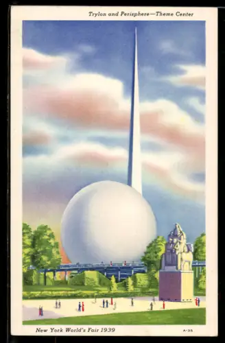 AK New York, World`s Fair 1939, Trylon and Perisphere