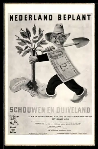 AK Nederland Beplant, Gärtner pflanzt einen Baum auf Schouwen-Douveland