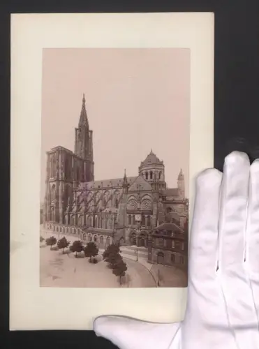 Fotografie Ansicht Strassburg, Münster, Seitenansicht mit Portal, Grossformat 16 x 25cm