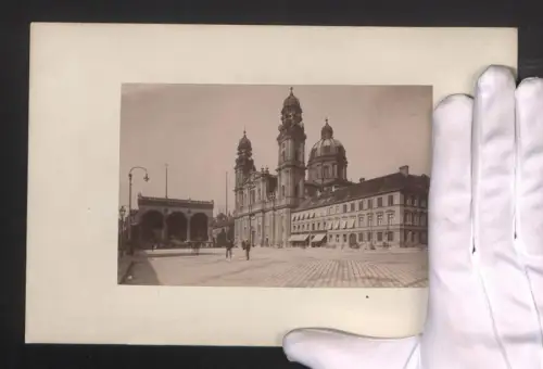 Fotografie Ansicht München, Theatinerkirche und Feldherrnhalle, Grossformat 16 x 25cm