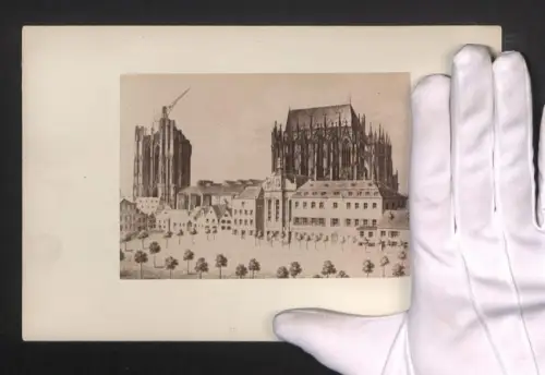 Fotografie Ansicht Köln, Dom während der Konstruktion mit Baukran