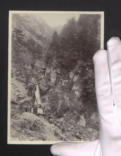 Fotografie Ansicht Dürrenstein /N.Ö., Aufstieg mit Waldpartie und Wasserfall