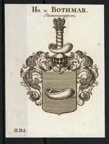 Exlibris Hn. v. Bothmar, Stammwappen mit geschmücktem Helm
