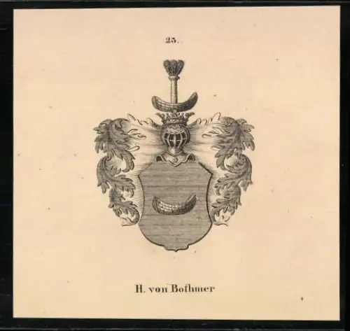 Exlibris H. von Bothmer, Wappen mit Schwert und Helmzier