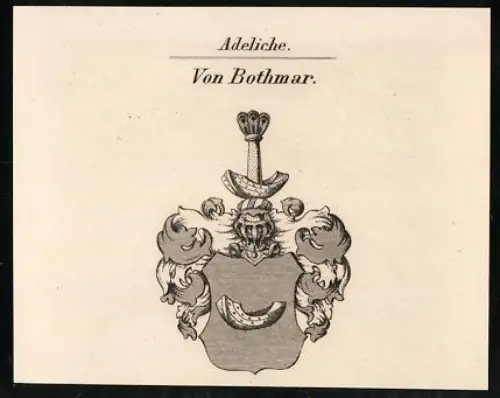 Exlibris Von Bothmar / Bothmer, Wappen mit geschmücktem Helm