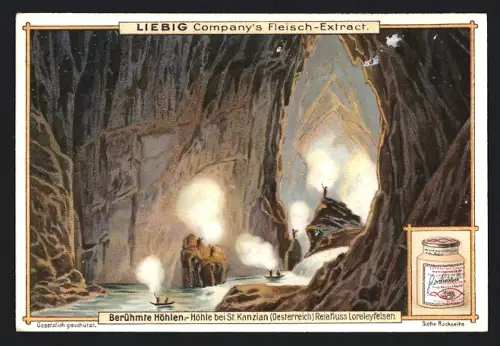 6 Sammelbilder Liebig, Serie Nr. 653: Berühmte Höhlen, Armandhöhle, Adelsberger Grotte, Mammuthgrotte, Blaue Grotte