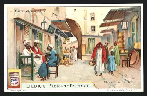 6 Sammelbilder Liebig, Serie Nr. 874: Mittelmeerreise, Arabisches Cafe in Tunis, Kairo, Moschee in Konstantinopel