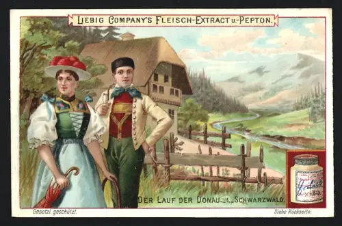 6 Sammelbilder Liebig, Serie Nr. 586: Der Lauf der Donau, Bayern, Ungarn, Serbien und Bulgarien, Rumänien