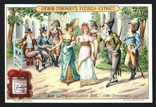 6 Sammelbilder Liebig, Serie Nr. 702: Aus altfranzösischer Zeit, Karl X., Ludwig XVI., Ludwig XIII., Ludwig XV.