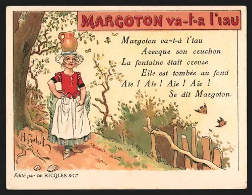 Sammelbild Alcool de Menthe, Dame trägt einen Krug auf dem Kopf